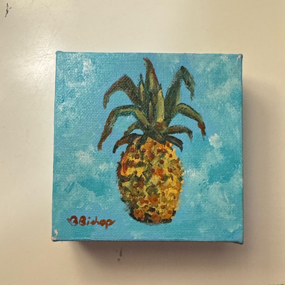 Pineapple Canvas Art with Blue Background